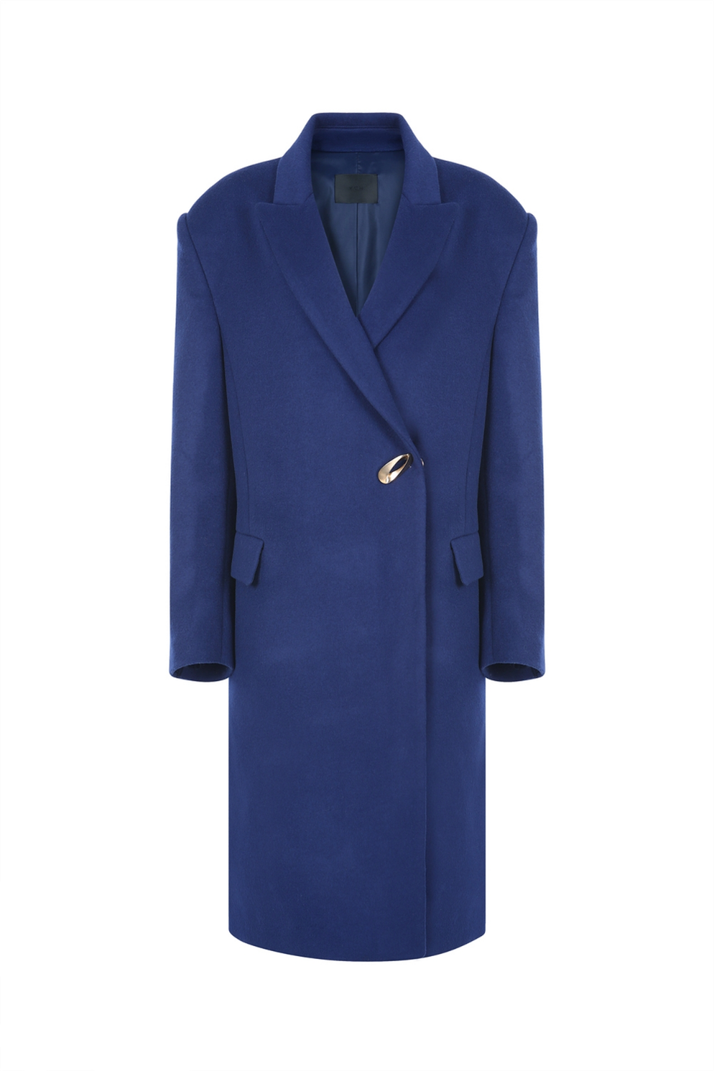 WOOL-BLENDED ONE BUTTON LONG COAT (PF21CT007NV)