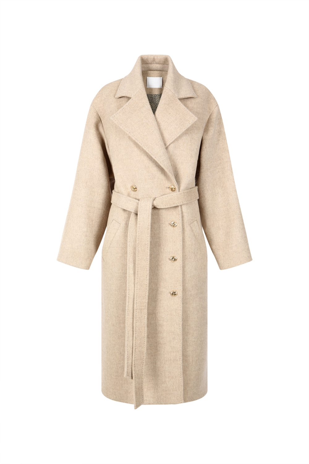 WOOL-BLENDED BELTED LONG COAT (PF21CT006BE)