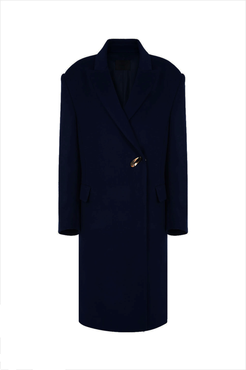 WOOL-BLENDED CUT-OUT DETAILED LONG COAT (PF21CT002BK)