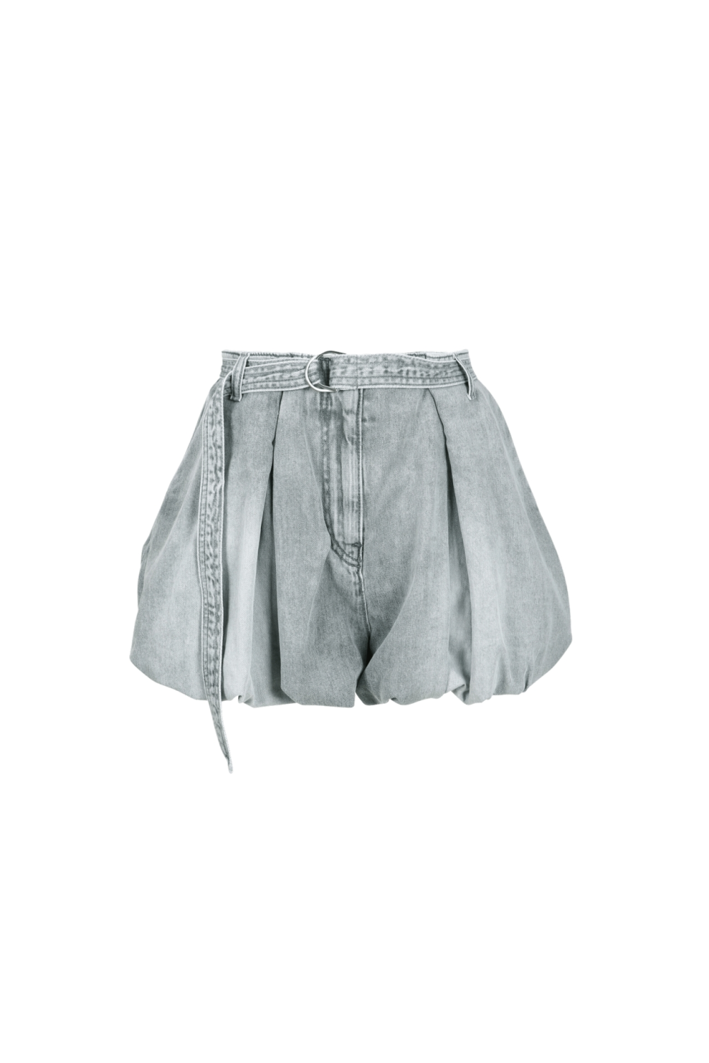 Belted Balloon Denim Shorts (R26DB8051GY)