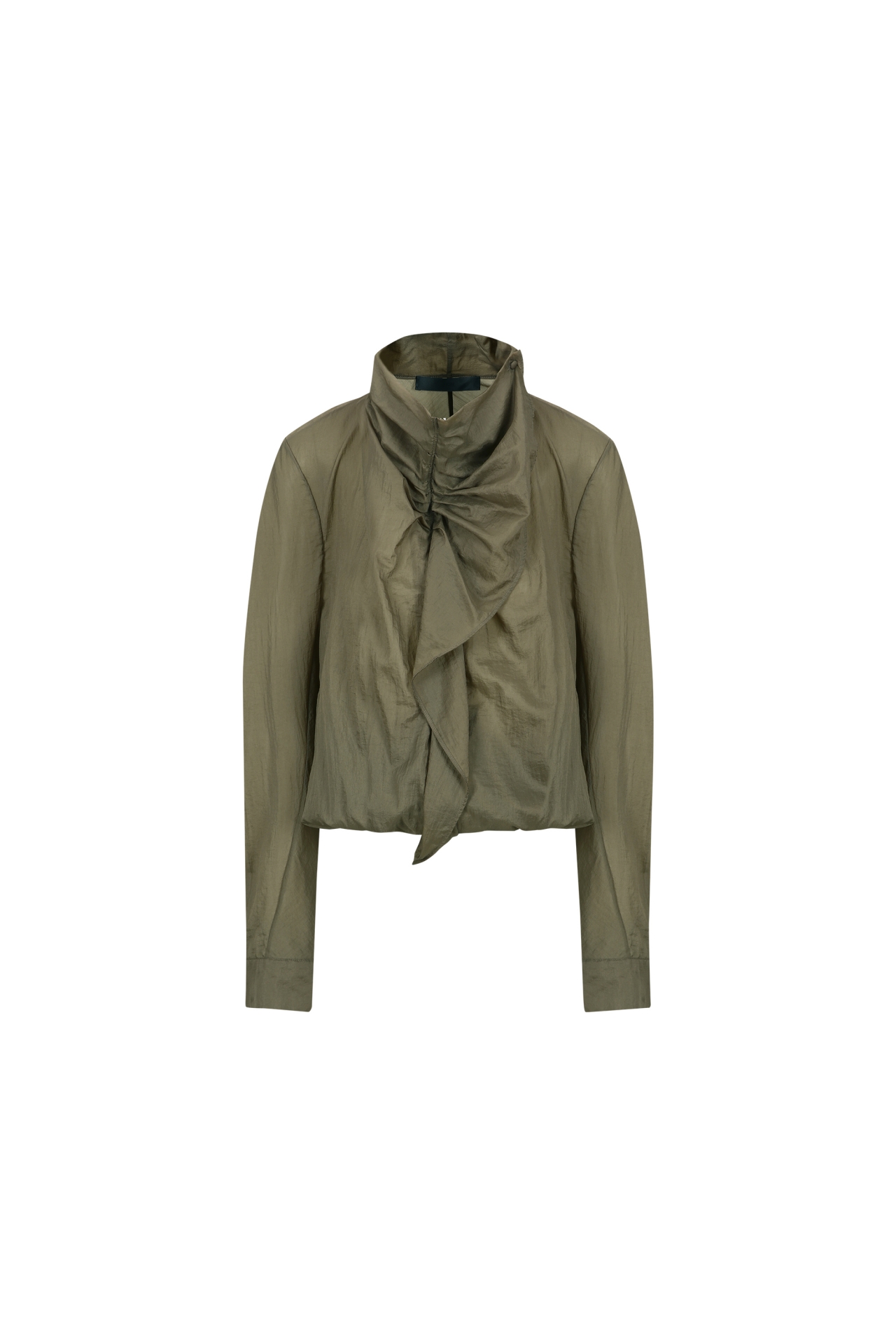 ZIP-FRONT NECK SCARF BLOUSE (F26BL4092BR)