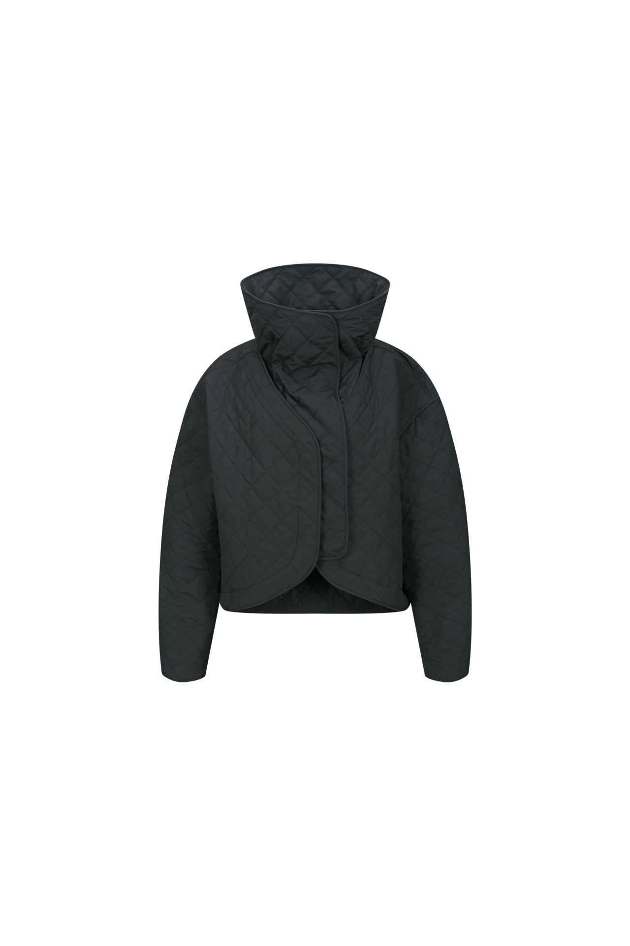 DETACHABLE FUNNEL NECK QUILTED JACKET (F26OT0091BK)