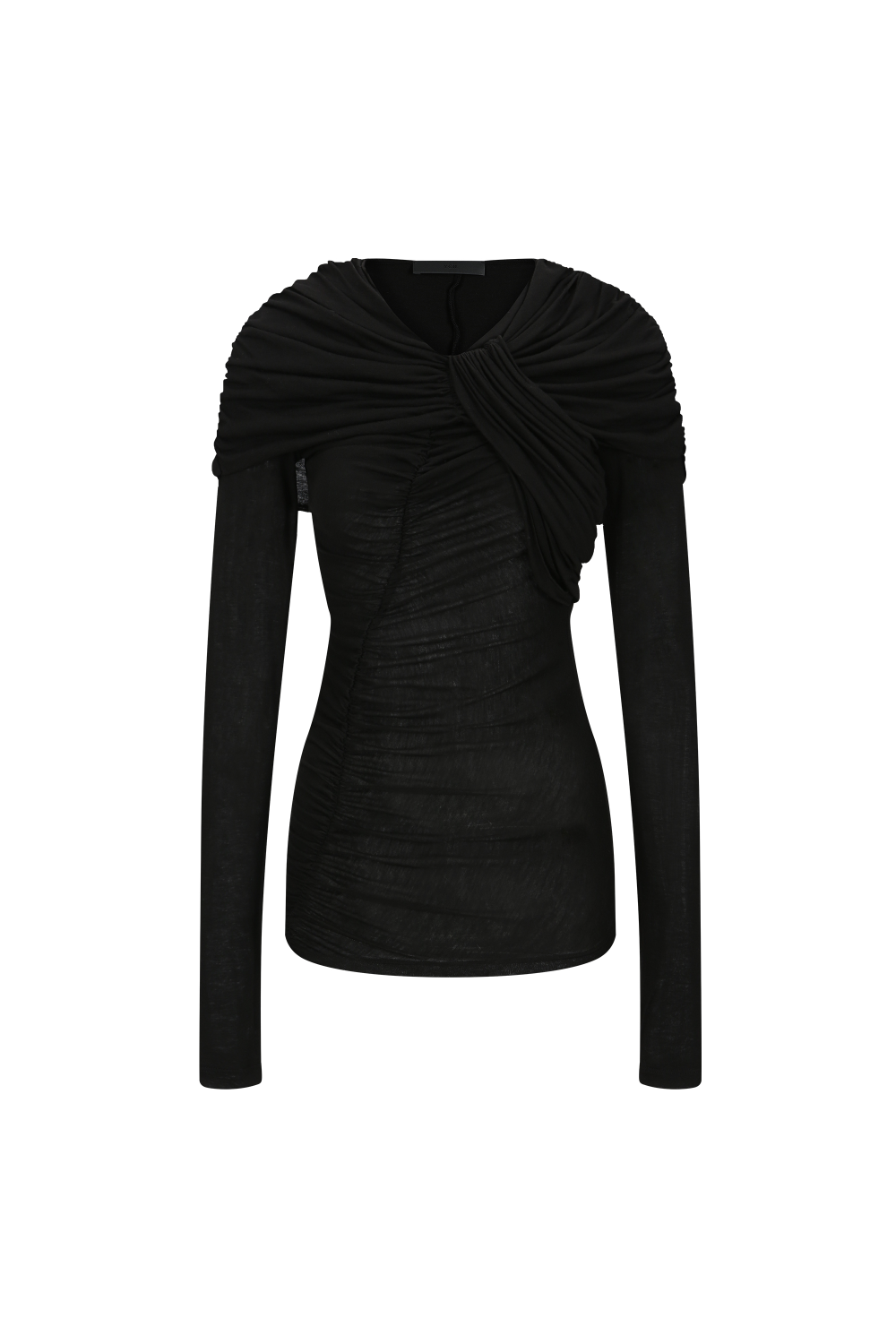 SHOULDER DRAPE RUCHED TOP (W26TS11051BK)