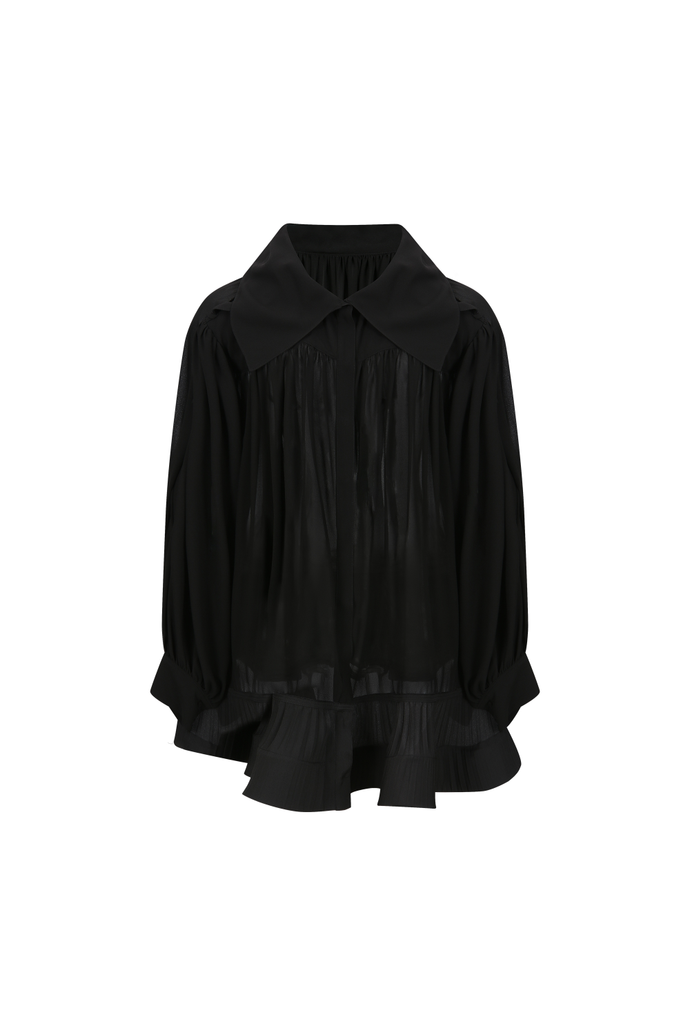 SHEER PLEATED MINI DRESS (W26DJ7131BK)