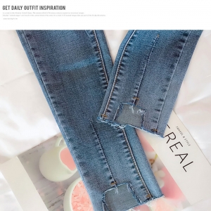 독특한 밑단 절개 언발 스키니