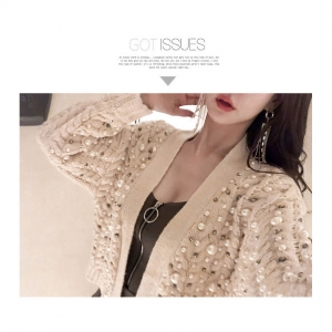 진주큐빅장식가디건