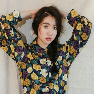 복고풍 꽃 랜턴 슬리브 셔츠 원피스 anymore