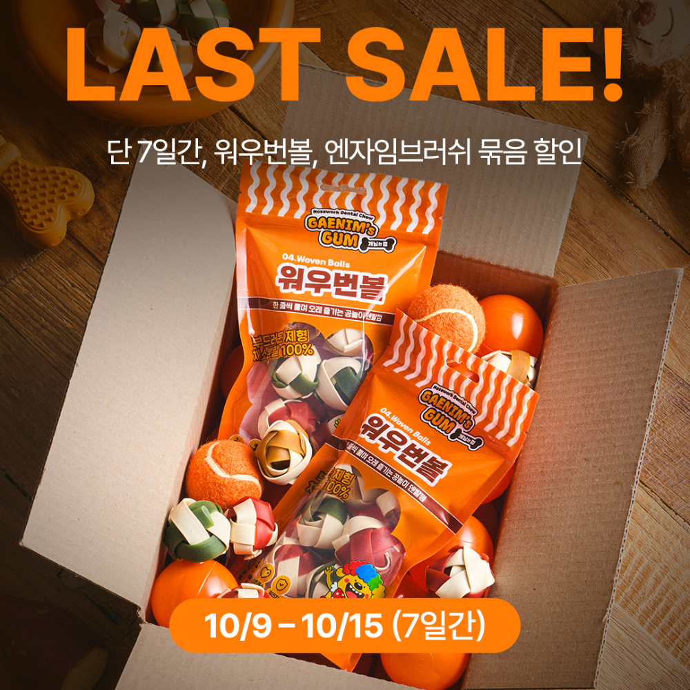 [라스트세일] 개님의껌 워우번볼 (공놀이/저알러지/스트레스해소)