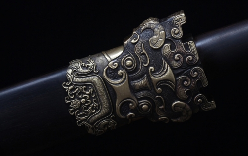 대조영도검0166엄일검 백련화문강 8면 흑단목 전동 수공 양각조각