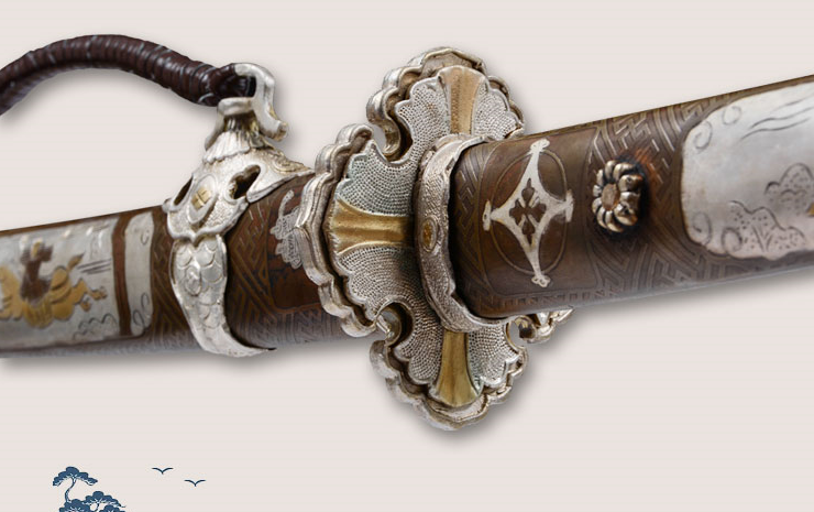 대조영도검1004 군도태도 동에 금은 상감 T10진흙열처리/화문강/화문강진흙열처리/순수공연마