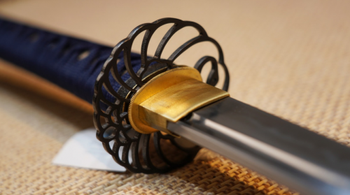 대조영도검3038-1 대작 무사도 T8강진흙열처리/고망간강 천연어피 수련용도검