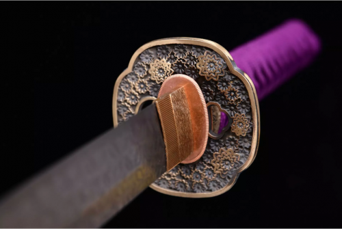 대조영도검2171  풍화무사도 화문강 다마스커스  네잎클로버무늬 하몬 황동고전풍