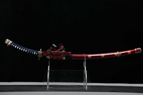 대조영도검2175  국화황실태도 곡도높은 혼산마이(本三枚)진흙열처리 순동복고처리