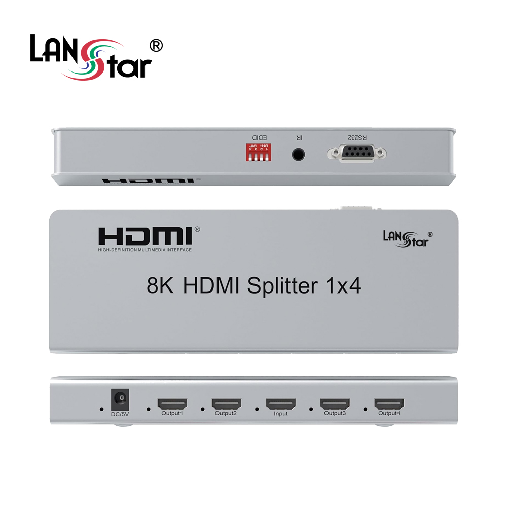 [LANstar] HDMI2.1 1:4 4포트 분배기 스플리터, 8K 60hz 4K 120hz [30944]