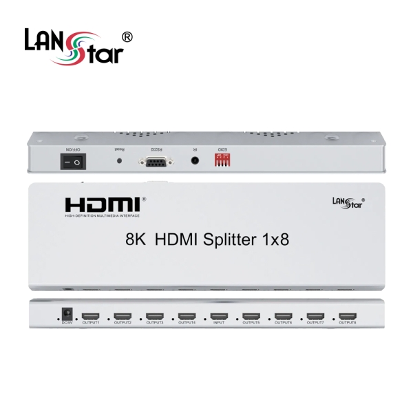 [LANstar] HDMI2.1 1:8 8포트 분배기 스플리터, 8K 60hz 4K 120hz [30945]