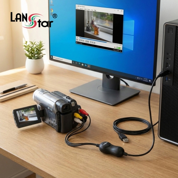 [LANstar] VHS 영상 USB 변환 컨버터, (캠코더 비디오 테이프 디지털 변환 캡처기) [30964]