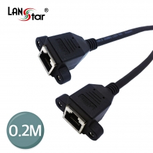 [LANstar] 랜연장 판넬형 케이블, CAT.7 S/FTP, Screw, F-F 0.2M 검정 [11066]