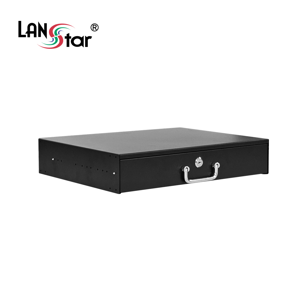 [LANstar] 허브랙 슬라이드 서랍장 블랙 2U [30408]