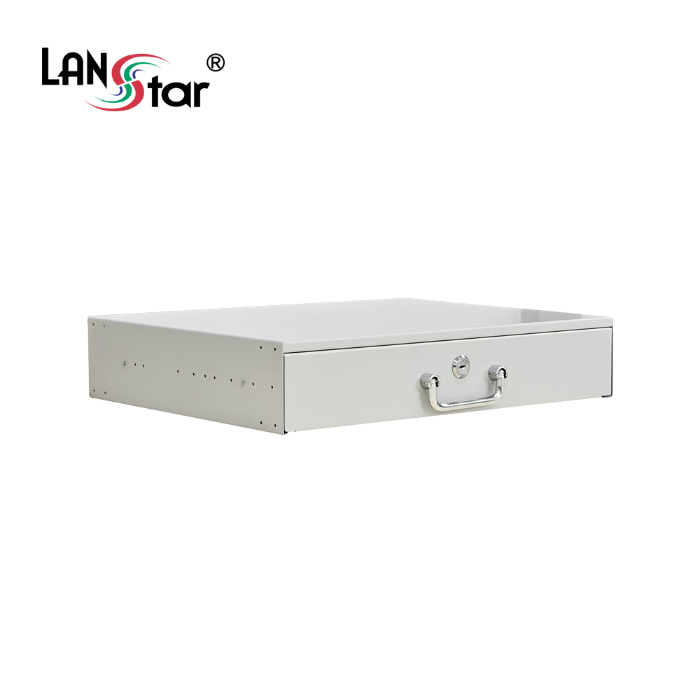 [LANstar] 허브랙 슬라이드 서랍장 아이보리 2U [30407]