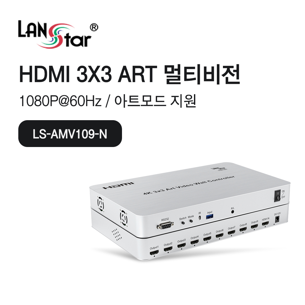 [LANstar] HDMI 3x3 Art 멀티비전 월컨트롤러, 디스플레이 자유 변형 [30708] (5개)