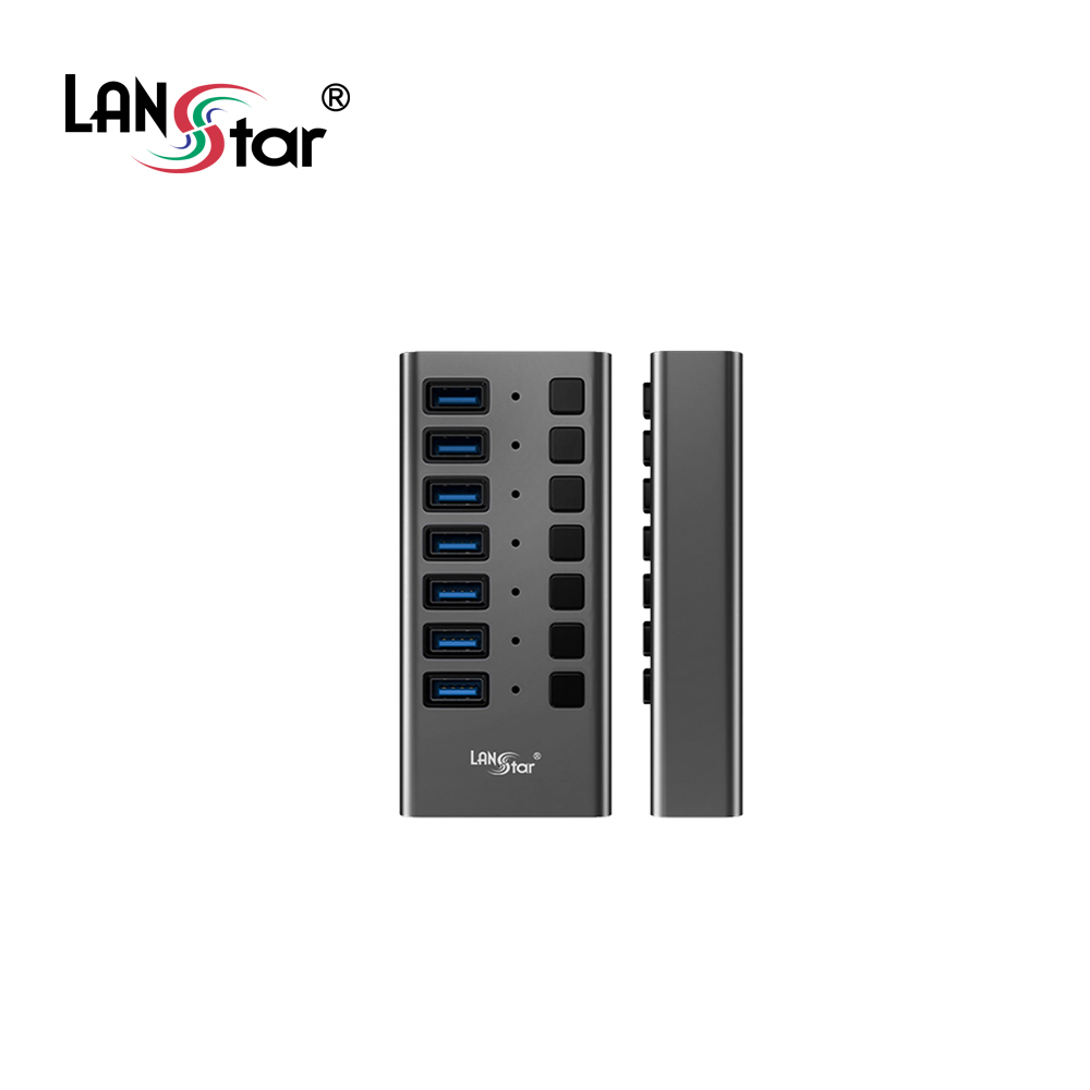 [LANstar] USB3.0 7포트 유전원 허브, 어댑터 포함 [30857]