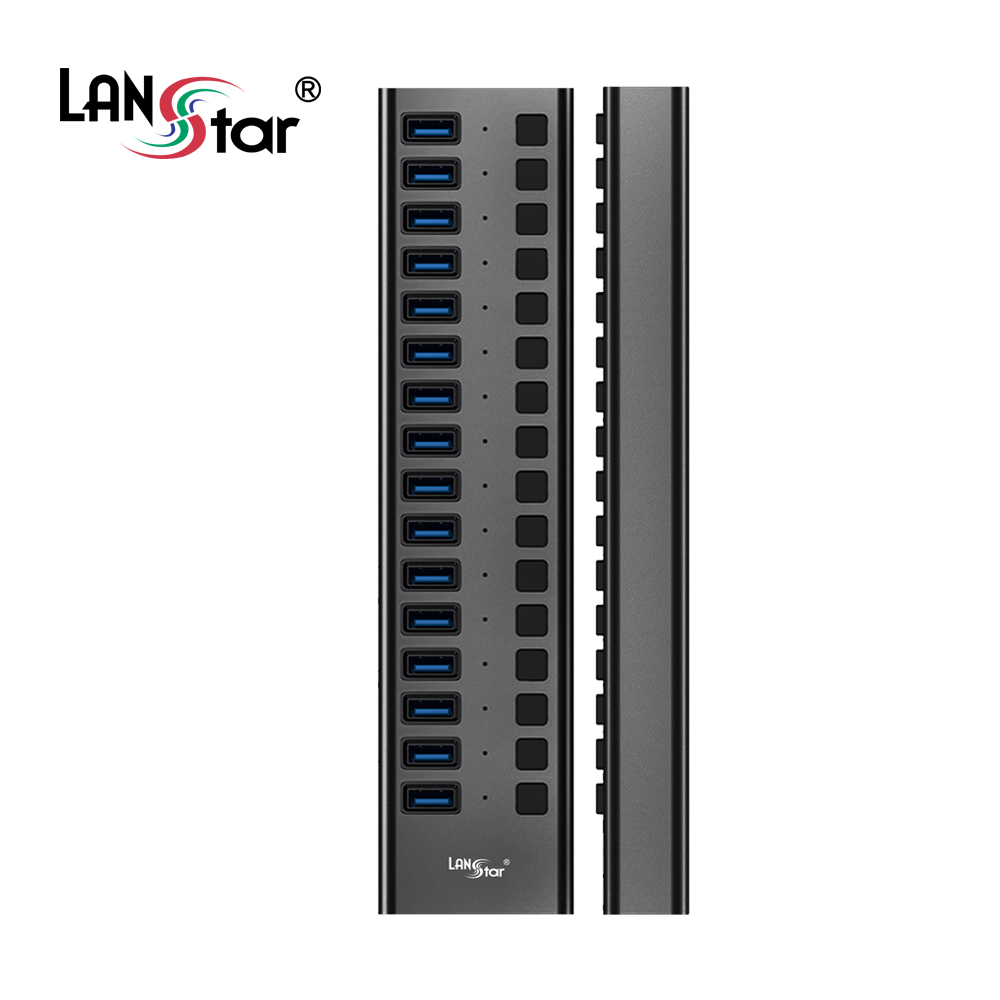 [LANstar] USB3.0 16포트 유전원 허브, 어댑터 포함 [30858]