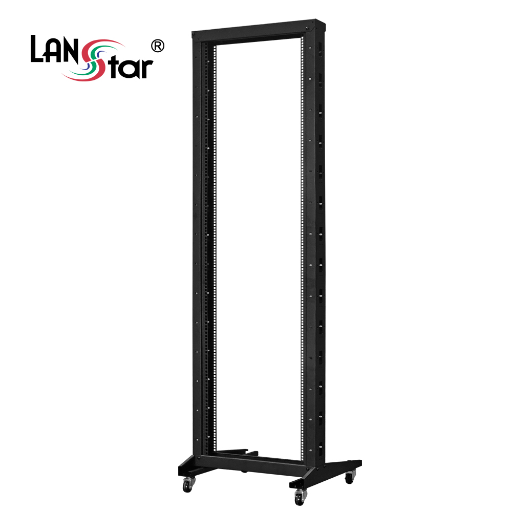 [LANstar] 오픈허브랙 2POST , 42unit, 블랙색상 [30856]