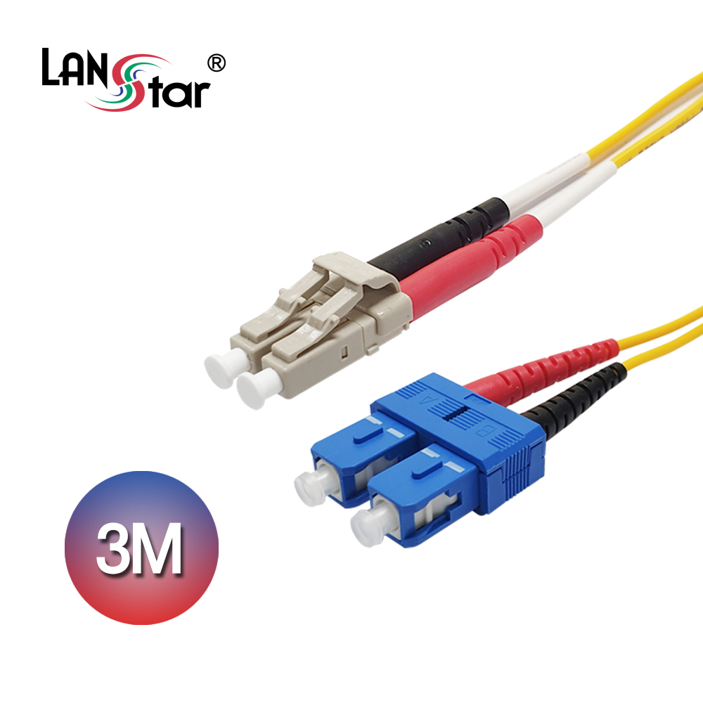 [LANstar] 광케이블 싱글모드(SM) SC-LC, 3M 노랑색 [10179] (110개)
