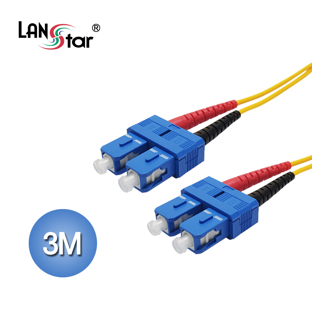 [LANstar] 광케이블 싱글모드(SM) SC-SC, 3M 노랑색 [10185] (100개)