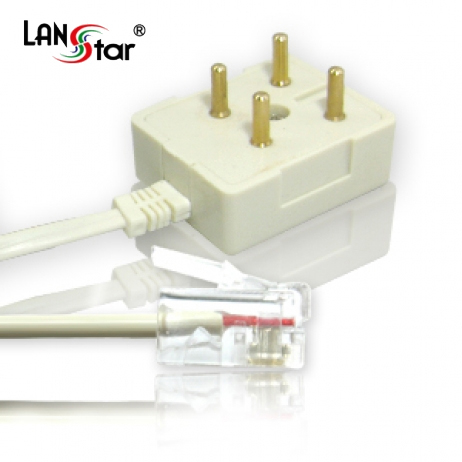 [LANstar] 전화선 케이블, 6P2C-4구, IVORY, 1.8M [10586] ★★할인제외★★