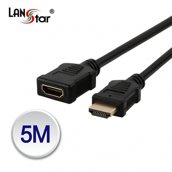 [단종] [LANstar] HDMI 1.4케이블, 19P M／F, Black, 4K 30Hz, 5M [10224]