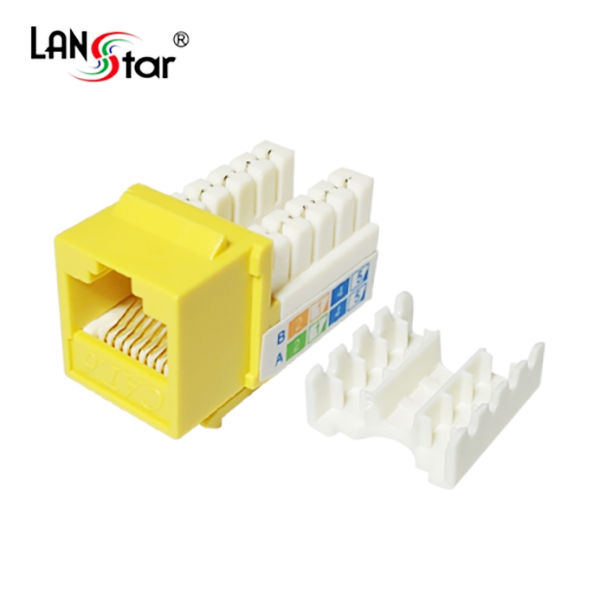 [LANstar] 키스톤잭 모듈, CAT.6, 8P8C, Slim type, Yellow, UL규격, 대만산 [40090]