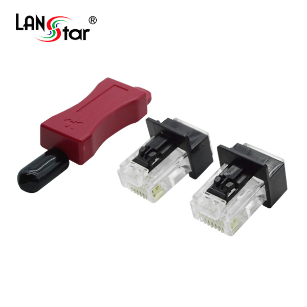 [LANstar] LAN 포트 Lock-콘넥터, 잠금장치, 제작 콘넥터 포함 BLACK, (Key 1개, 플러그 10개 1SET) [40622]