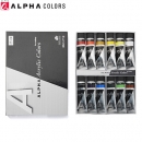 알파 전문가용 중점도 미디엄바디 실버아크릴물감 12T A세트/50ml 12색