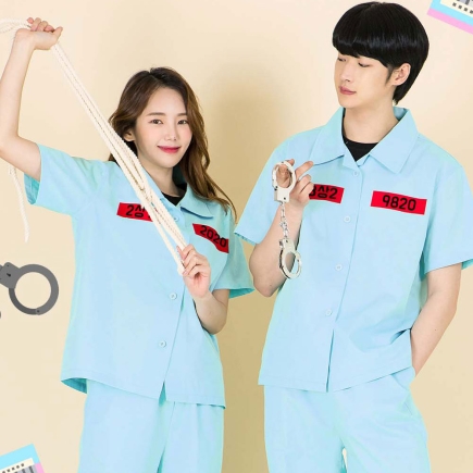 죄수복 민트 반팔/긴팔 반티[가슴명찰별도] (ST606A/ST606B)