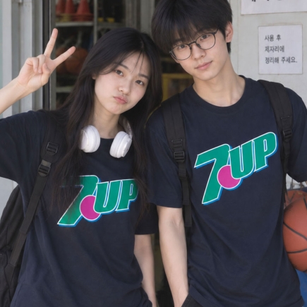 (특가)세븐업(7UP) 네이비 면티셔츠