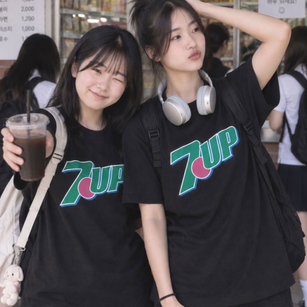 (특가)세븐업(7UP) 블랙 면티셔츠