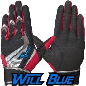 미즈노 윌드라이브 야구 배팅 장갑 블랙/레드/블루로고 1EJEA24509ARBR