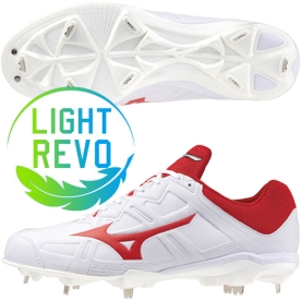 미즈노 버디 징 스파이크 일체형 야구화 화이트/레드 11GM232662WR