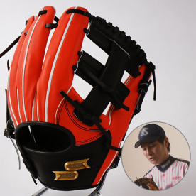 사사키 프로 엣지 내야 야구 글러브 가와바타 신고 패턴 최상급 레드오렌지/블랙