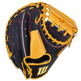 모리모토 M900 재팬 레더 포수 미트 야구 글러브 34인치 네이비/옐로우