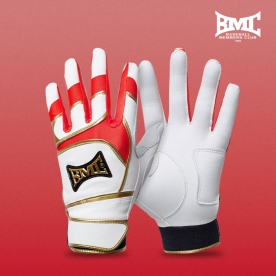 BMC 야구 배팅장갑 타자 장갑 화이트/레드 BPR-223