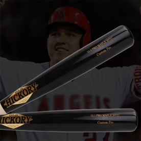 올드히코리 야구 나무 배트 프로선수 공인 트라웃 패턴 블랙/내추럴/골드로고 MT27