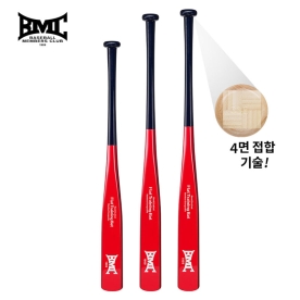 BMC 플렛 야구 트레이닝 우드 배트 4면 접합 레드/네이비