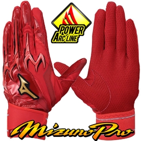 미즈노 프로 야구 배팅 장갑 실리콘 파워 아크 레드 1EJEA54762