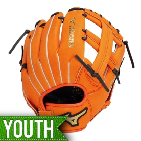 미즈노 유소년 와일드키즈 내야 야구 글러브 10인치 오렌지 1AJGY3280051