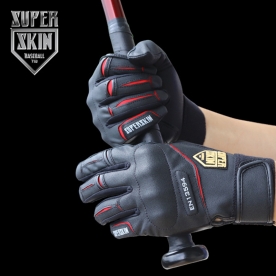 슈퍼스킨 No Fear 임팩트 손등가드 양가죽 배팅장갑 블랙 SBG-01
