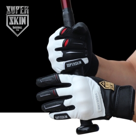 슈퍼스킨 No Fear 임팩트 손등가드 양가죽 배팅장갑 화이트 SBG-01