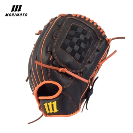 모리모토 유소년 MPN600 카우레더 투수 올라운드 야구 글러브 블랙/오렌지 12인치