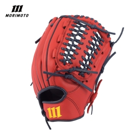 모리모토 유소년 MPN600 카우레더 투수 올라운드 야구 글러브 레드/네이비 12인치